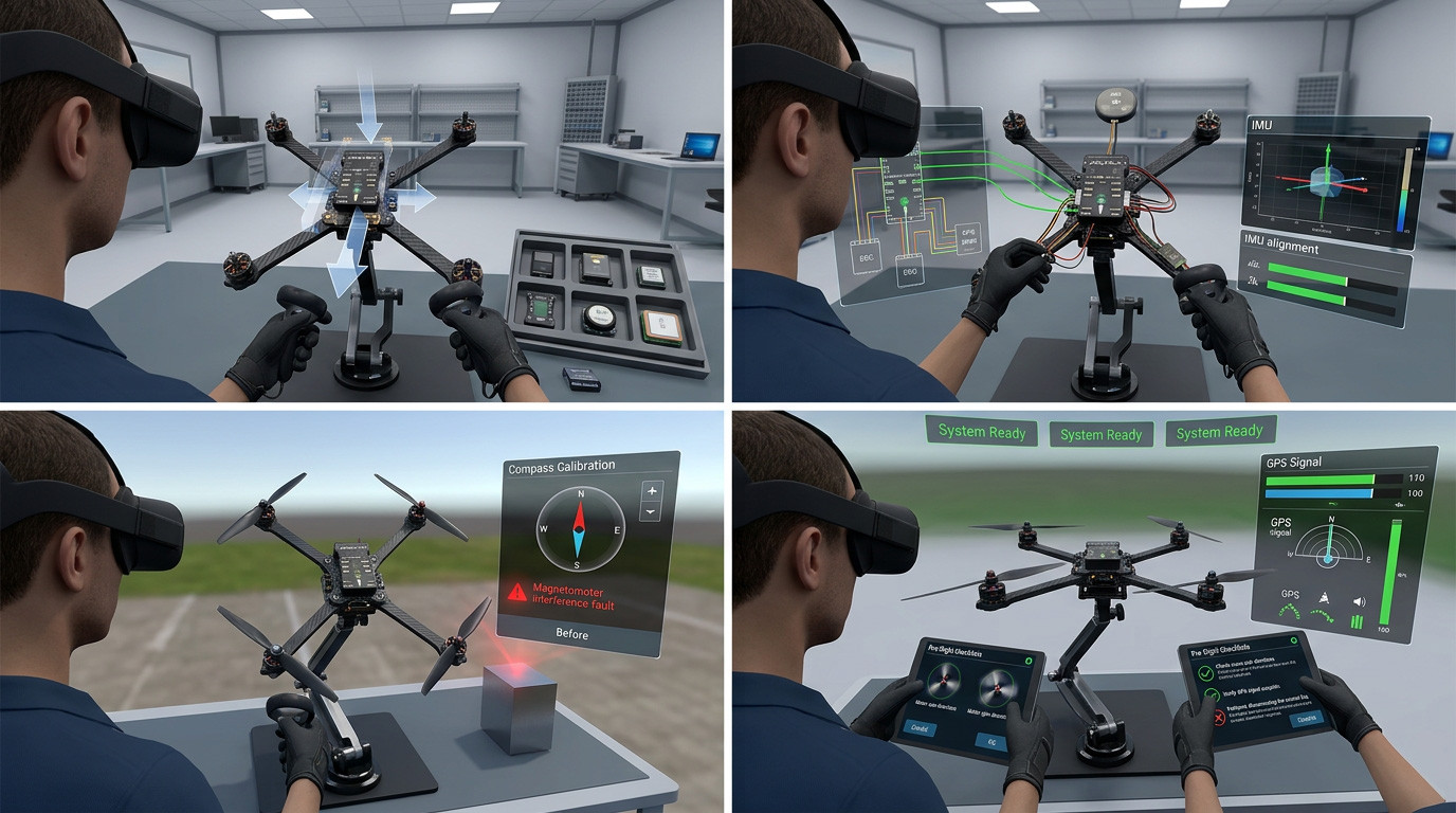 Flight Control Systems and Autonomous Navigation Integration for Drone Platforms in VR