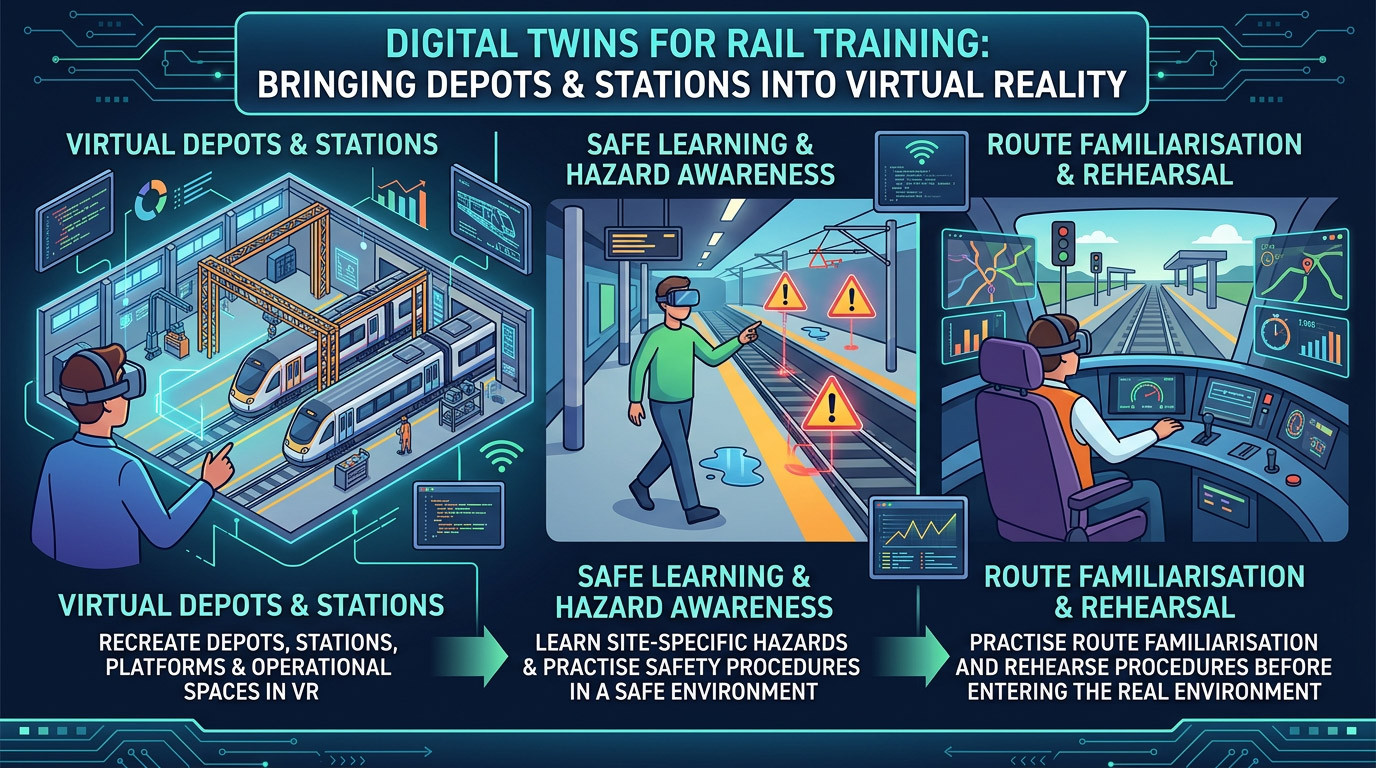 Digital Twins for Rail Training: Bringing Depots and Stations into VR