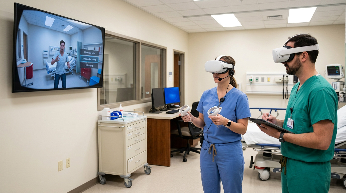 Mental Health Crisis De-escalation in VR: Psychiatric Emergency Training for Clinicians