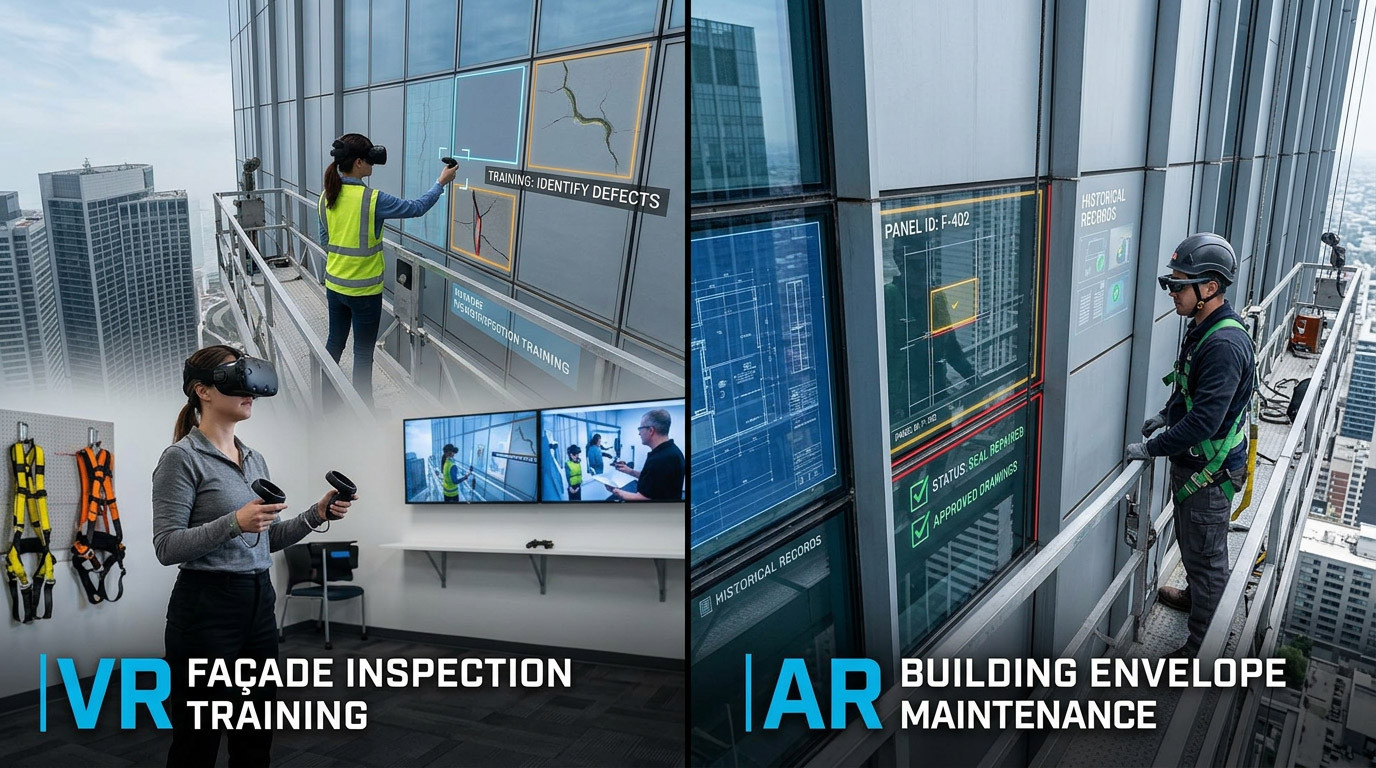 VR Façade Inspection Training and AR Building Envelope Maintenance for High-Rise Buildings