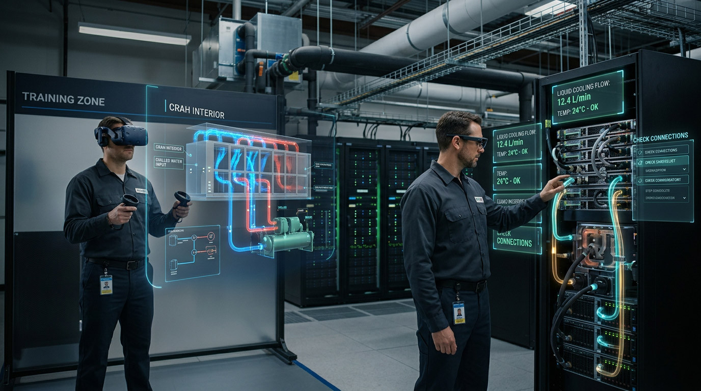 VR and AR for Data Centre Cooling Training: From CRAHs to Liquid Cooling