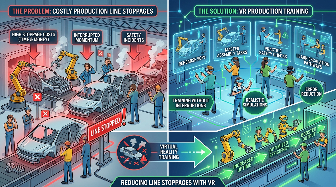 Reducing Line Stoppages with Virtual Reality Production Training