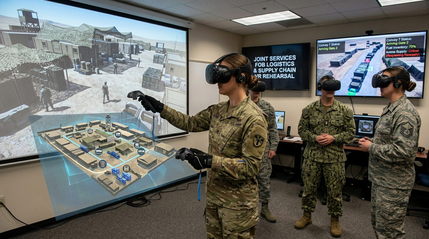 Joint Military Logistics and Supply Chain: Multi-Service Coordination and Forward Operating Base (FOB) Management in VR