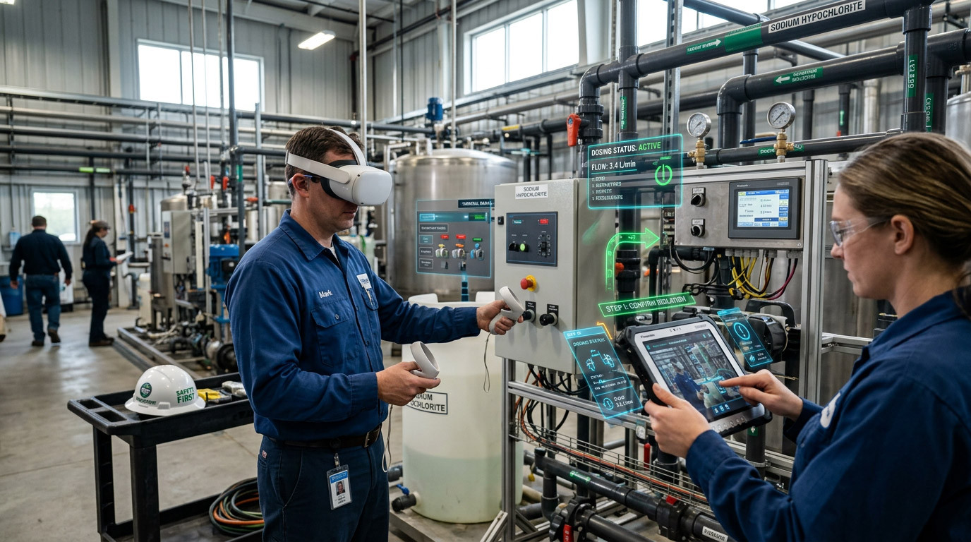 VR and AR for Chemical Dosing Training in Water Treatment: Practising High-Consequence SOPs Safely